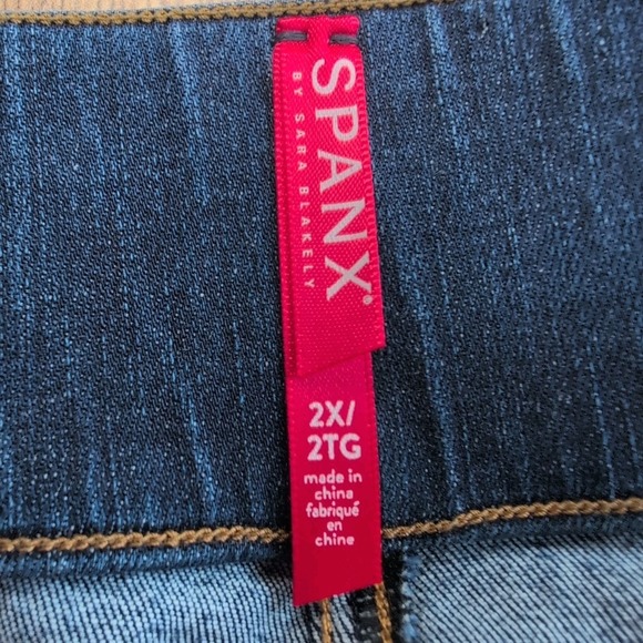 SPANX Jeans Womens M Blue Ankle Distressed Skinny Stretch Slimming Pockets - New - Picture 8 of 15